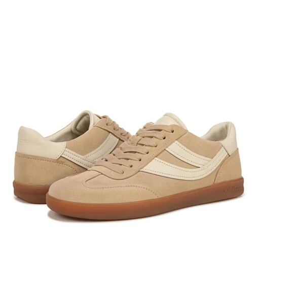 Vince Oasis Mixed Leather Retro Sneakers Size 9 Tan - Picture 3 of 7